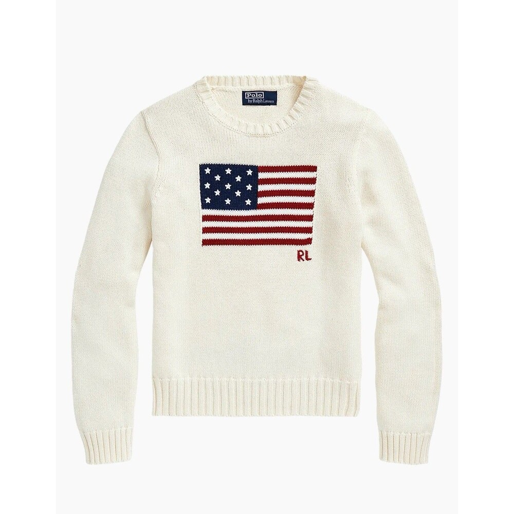 Polo by Ralph Lauren Cream Sweater with American Flag